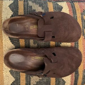 Birkenstock Boston Clogs 39 (9) Brown Suede